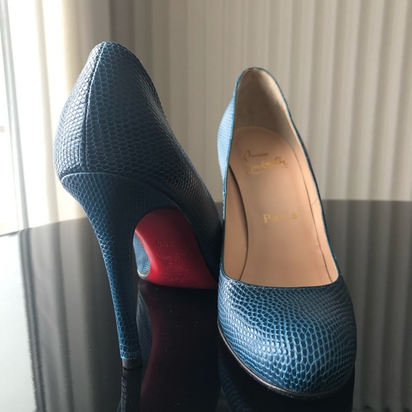Christian Louboutin Paris Heels High Blue Snake - Picture 7 of 8